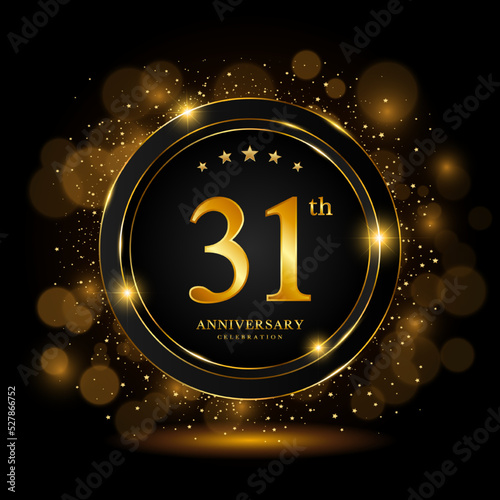 31th Anniversary Celebration. Golden anniversary celebration template design, Vector illustrations.