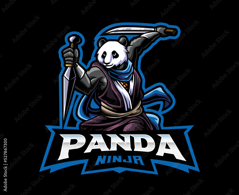Panda ninja mascot logo design