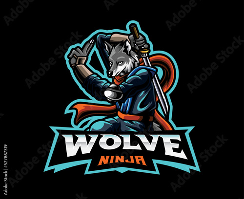 Wolf ninja mascot logo design