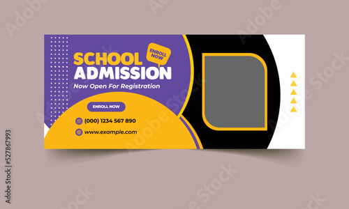 Back to school timeline cover template, School admission timeline cover, Template banner for social network	