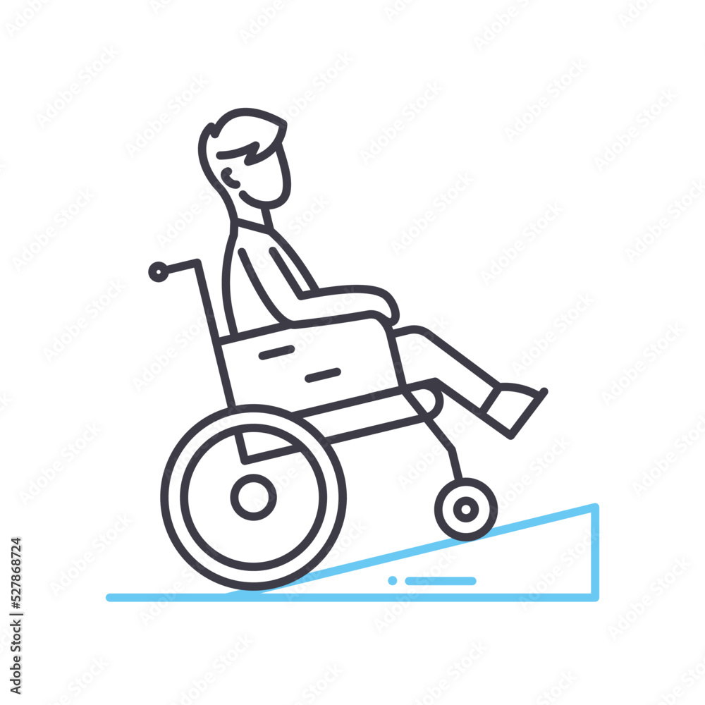 disabled people help line icon, outline symbol, vector illustration, concept sign