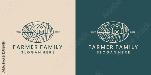 Farmer family barn and garden logo design inspiration