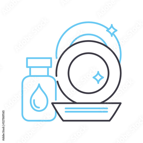 dish washing line icon, outline symbol, vector illustration, concept sign