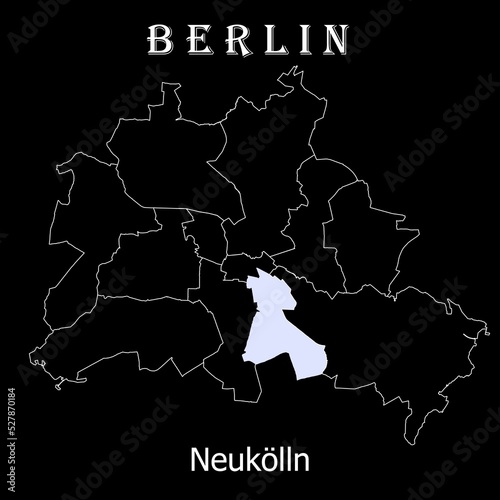 Photography Neukölln districts Berlin Germany map black and white