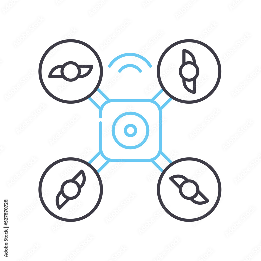 drone technology line icon, outline symbol, vector illustration, concept sign