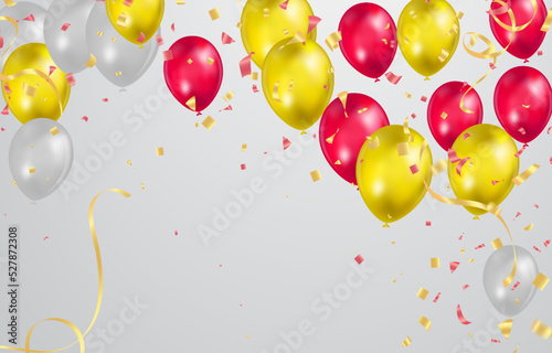 Realistic colorful helium balloons isolated on background. Party decoration frame for birthday  anniversary  celebration. message presentations or identity layouts. Graphic template and ideas.