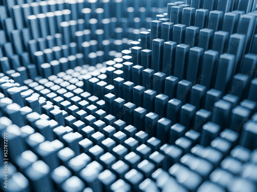 Fototapeta premium 3d render of abstract data structure, blocks landscape 