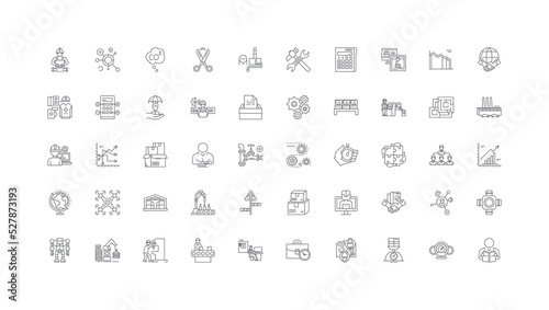 Supply chain ideas, linear icons, line signs set, vector collection