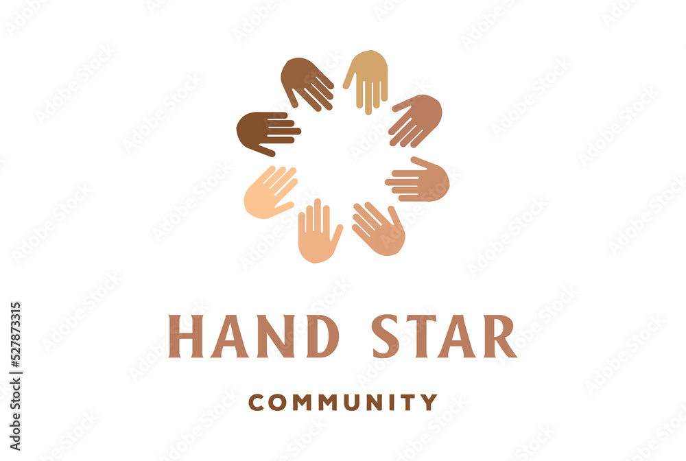 Star Hand Together for Diversity Unity Community Charity Foundation Logo Design Star Hand Together for Diversity Unity Community Charity Foundation Logo Design