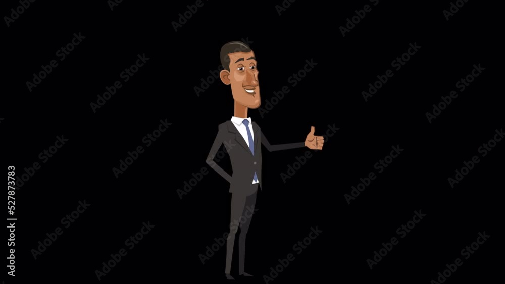 Cartoon black african businessman character thumbs up hand gesture animation with alpha channel Cartoon black african businessman character thumbs up hand gesture animation with alpha channel