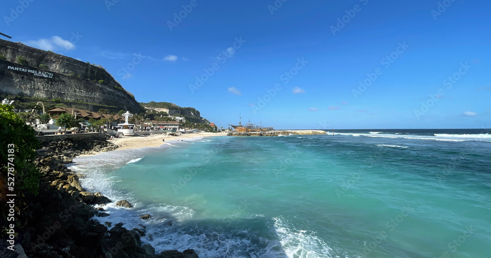 tropical paradise beach with white sand travel tourism wide panorama background concept