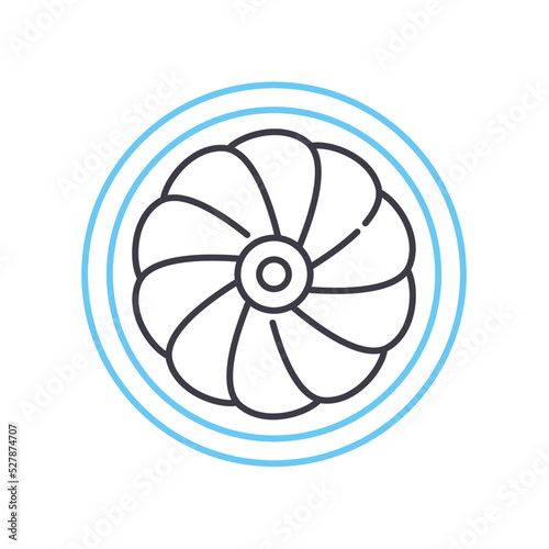 engine fan line icon, outline symbol, vector illustration, concept sign