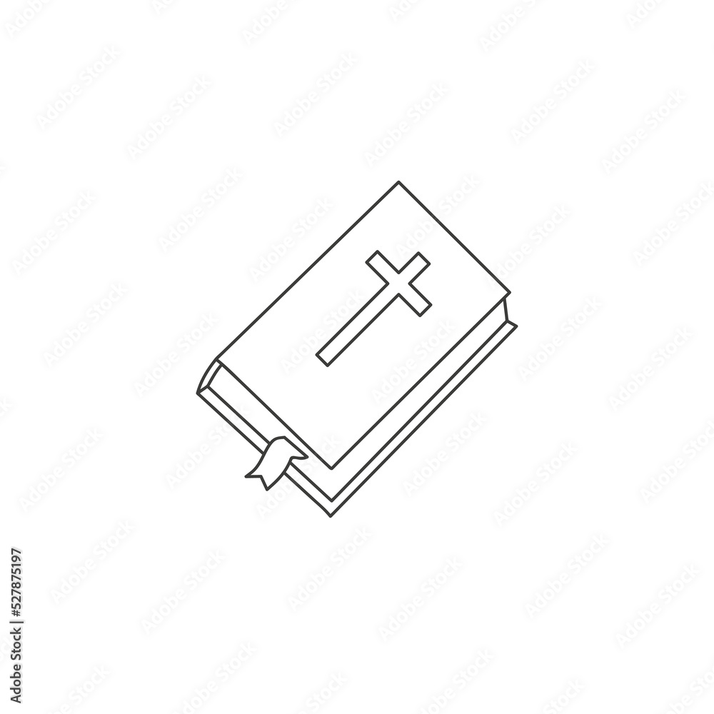 Vector line illustration silhouettes of bible book isolated on white background. Vector line illustration silhouettes of bible book isolated on white background.
