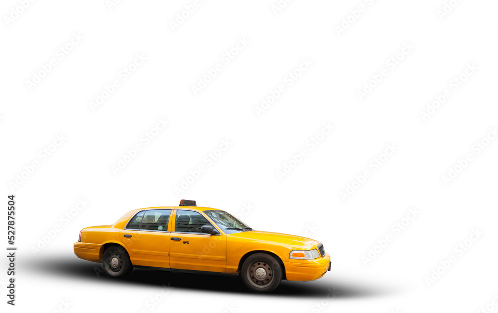 Yellow Cab with shadow - obrazy, fototapety, plakaty 