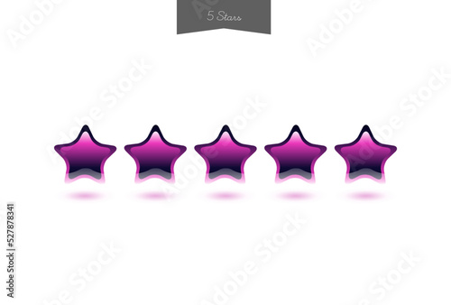 浮かんでいる紫色の5つ星 - 星5･評価･口コミ･レビューのイメージ素材