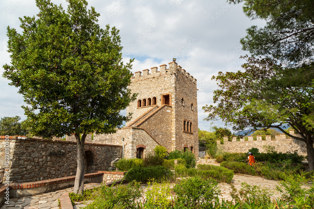 Venetian tower in a castle located in Butrint national park, part of UNESCO heritage. Saranda, Albania