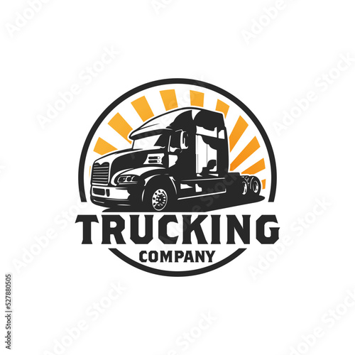 Trucking company logo. Trucking transportation or expedition emblem logo design template