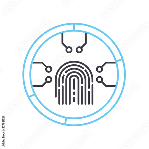 fingerprint security scan line icon, outline symbol, vector illustration, concept sign