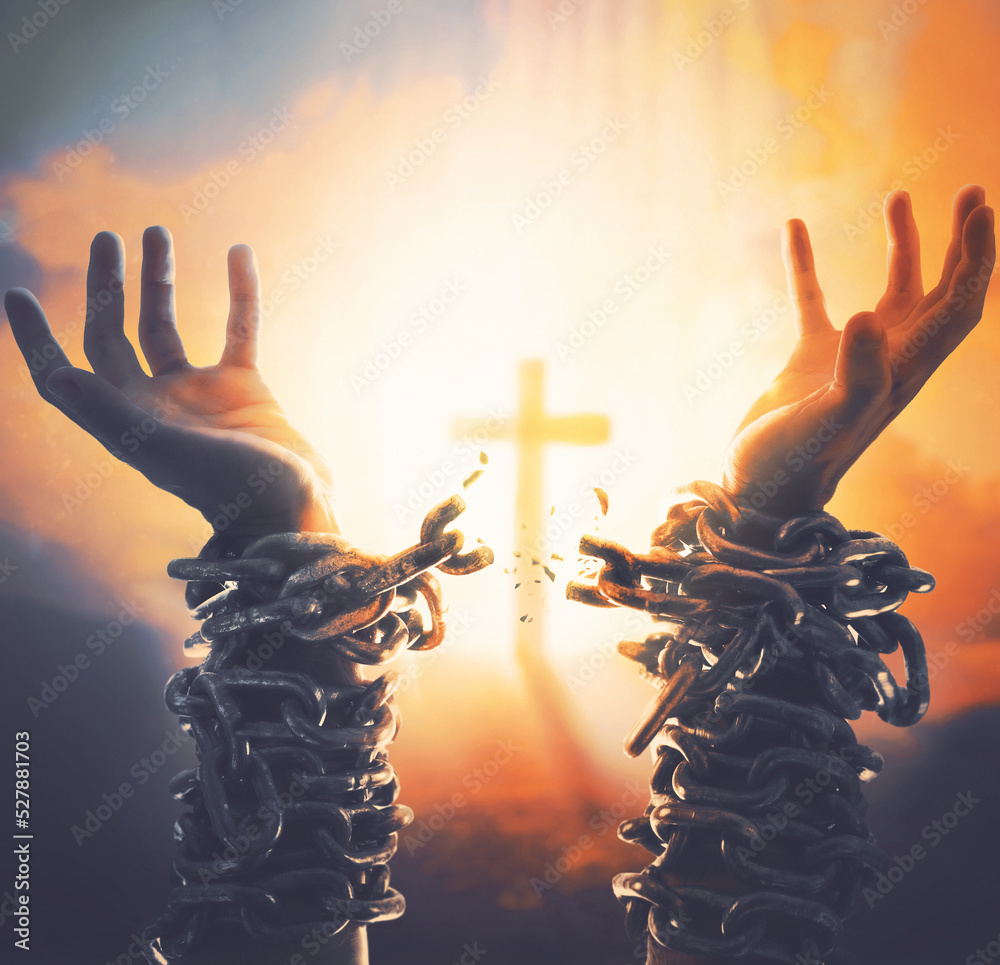 Broken Chains and Cross - obrazy, fototapety, plakaty 