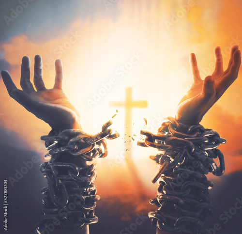 Canvas Print Broken Chains and Cross