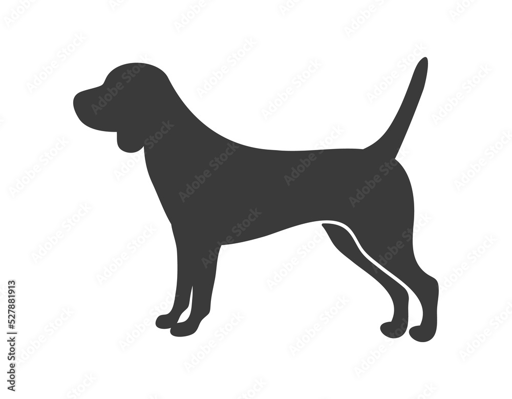 Basset hound silhouette. Dog silueta shadow puppy, vector icon