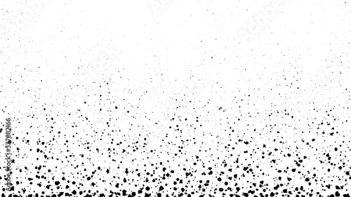 Grunge speckle texture. Dirty particles faded frame. Grungy splashed particles wallpaper. Speckle gradient effect. Splattered particles, splashes, drops wallpaper. Distress grain background.