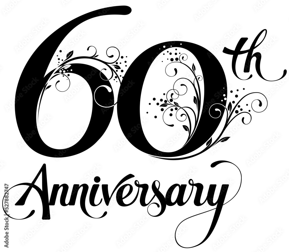 60th Anniversary - custom calligraphy text Stock Vector | Adobe Stock