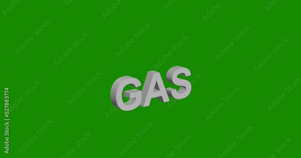 Isolated realistic white gas text symbol front view with shadow. 3d illustration on green chroma key background Isolated realistic white gas text symbol front view with shadow. 3d illustration on green chroma key background