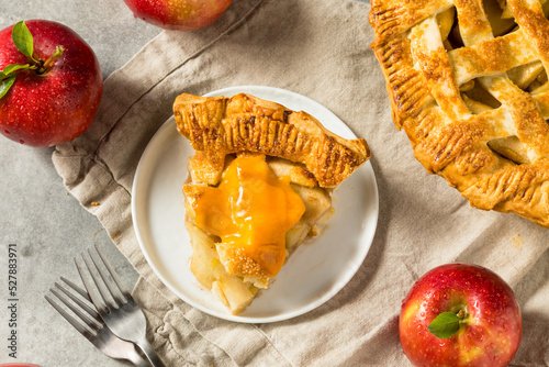 Homemade Sweet American Apple Pie with Cheddar Cheese