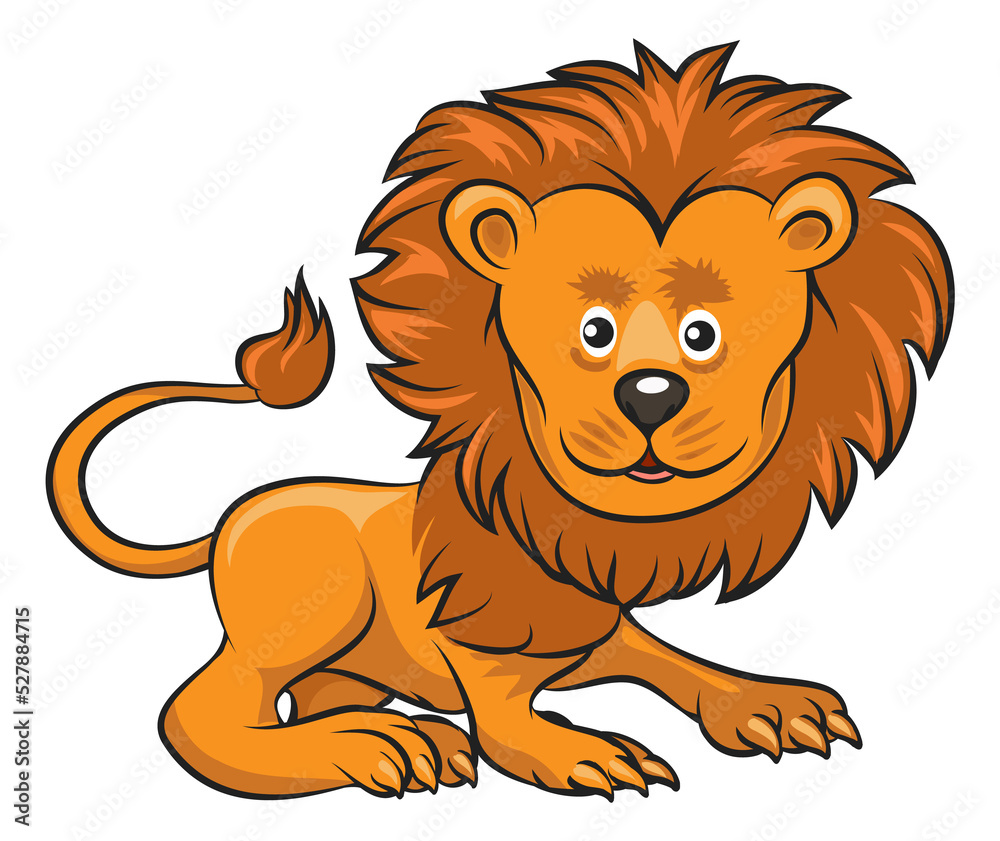 Funny lion. Color animal. Child safari icon Funny lion. Color animal. Child safari icon