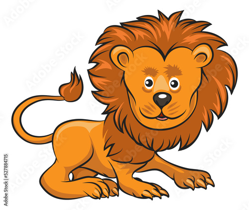 Funny lion. Color animal. Child safari icon