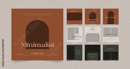 set of minimalist aesthetic social media post template