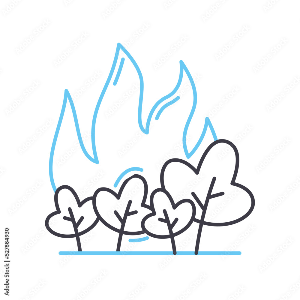 forest fires line icon, outline symbol, vector illustration, concept sign forest fires line icon, outline symbol, vector illustration, concept sign