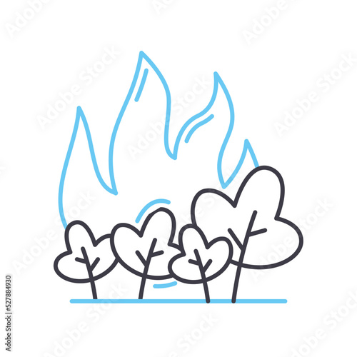 forest fires line icon, outline symbol, vector illustration, concept sign