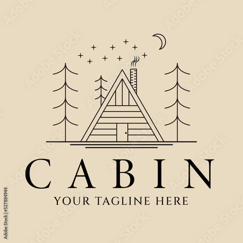 Abstract elegant cabin line logo icon vector design. house lined vector sign