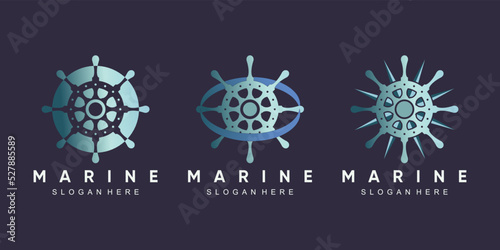 Set of anchor logo design bundle for sailor icon with creative concept Premium Vector