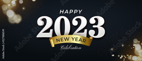 3d text happy new year 2023 with editable style effect template