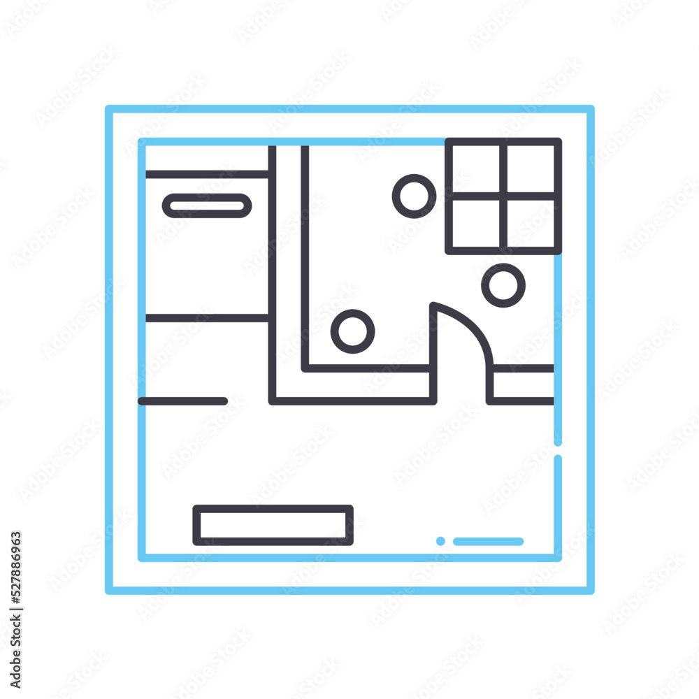 floor plane line icon, outline symbol, vector illustration, concept sign floor plane line icon, outline symbol, vector illustration, concept sign