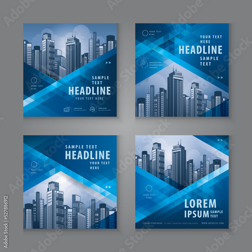 Abstract Social Media Banner Template Collection, Modern square header web banner profile.