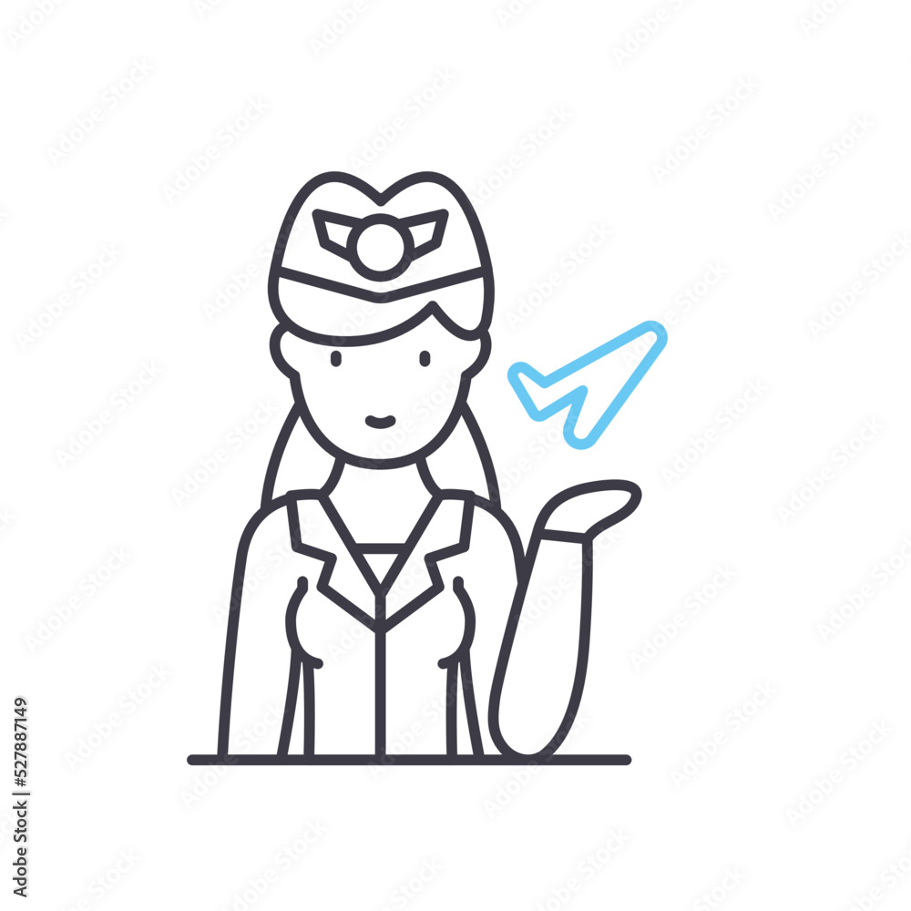 flight attendant line icon, outline symbol, vector illustration, concept sign flight attendant line icon, outline symbol, vector illustration, concept sign