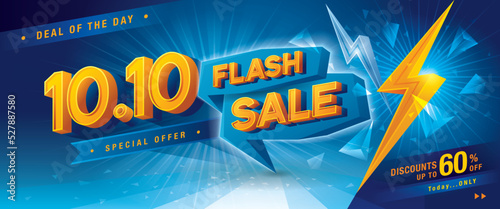10.10 Shopping Day Flash Sale Banner Template design special offer discount, Shopping banner template