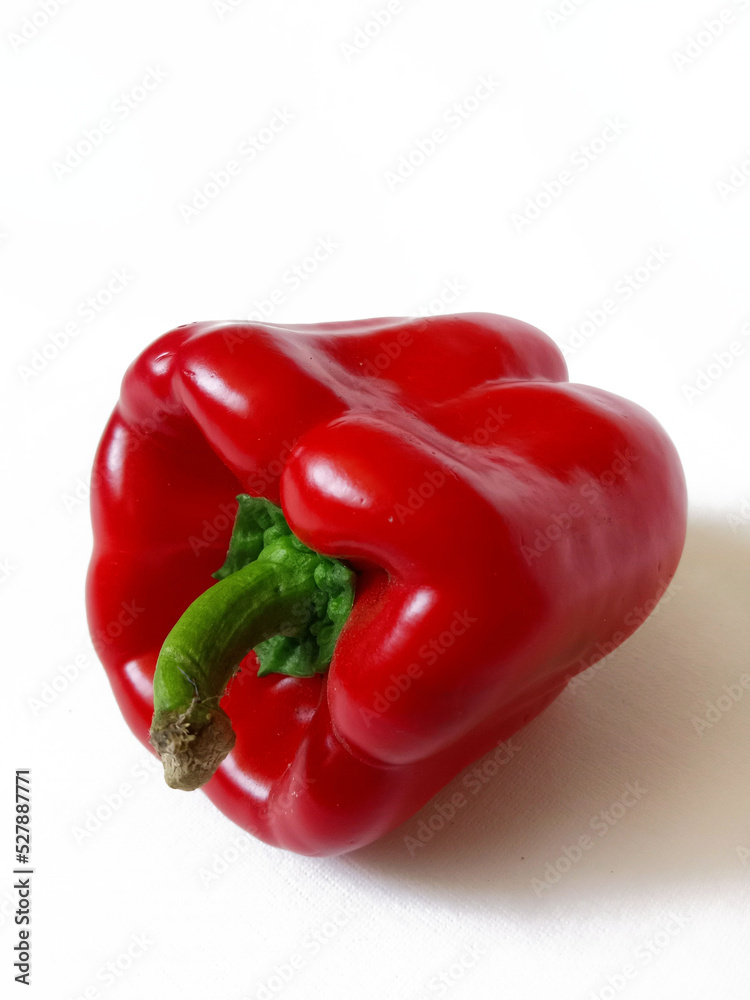 Red sweet fresh pepper on white background Red sweet fresh pepper on white background