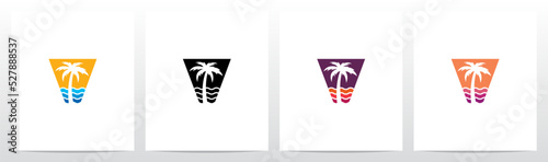 Palm Tree On Letter Logo Design V