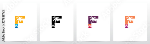 Palm Tree On Letter Logo Design F