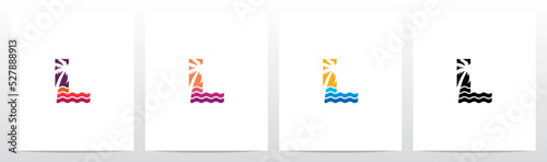 Palm Tree On Letter Logo Design L