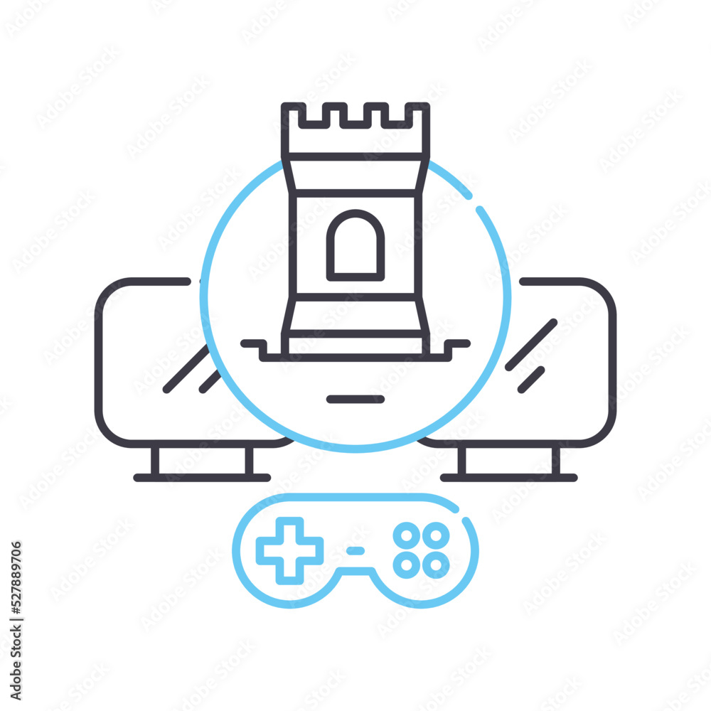 game online line icon, outline symbol, vector illustration, concept sign game online line icon, outline symbol, vector illustration, concept sign