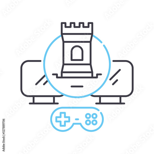 game online line icon, outline symbol, vector illustration, concept sign