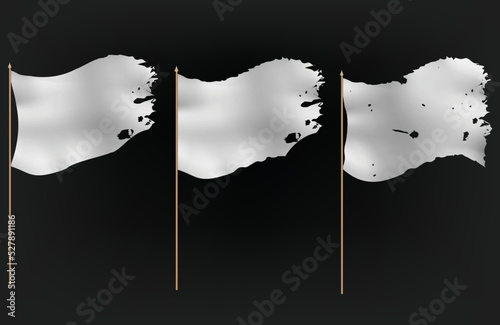 Torn flag set.Tattered waving flags vector