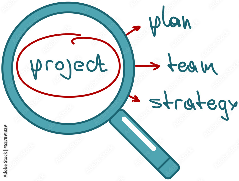 Project task management and effective planning icon with magnifyier. Project development strategy. Work organizing, daily plan. Project manager responsibility, business, productivity online platform Project task management and effective planning icon with magnifyier. Project development strategy. Work organizing, daily plan. Project manager responsibility, business, productivity online platform