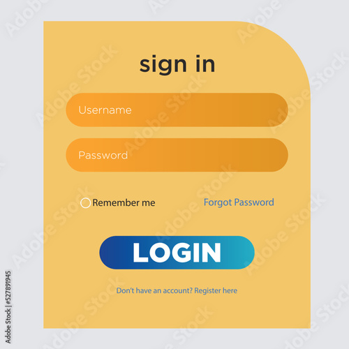 login form, Login page, sign in, Vector template